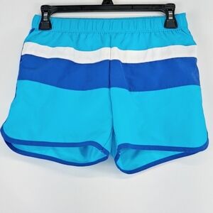 LAND'S END Woven Colorblock Girls Swim Shorts Size Medium Excellent Condition